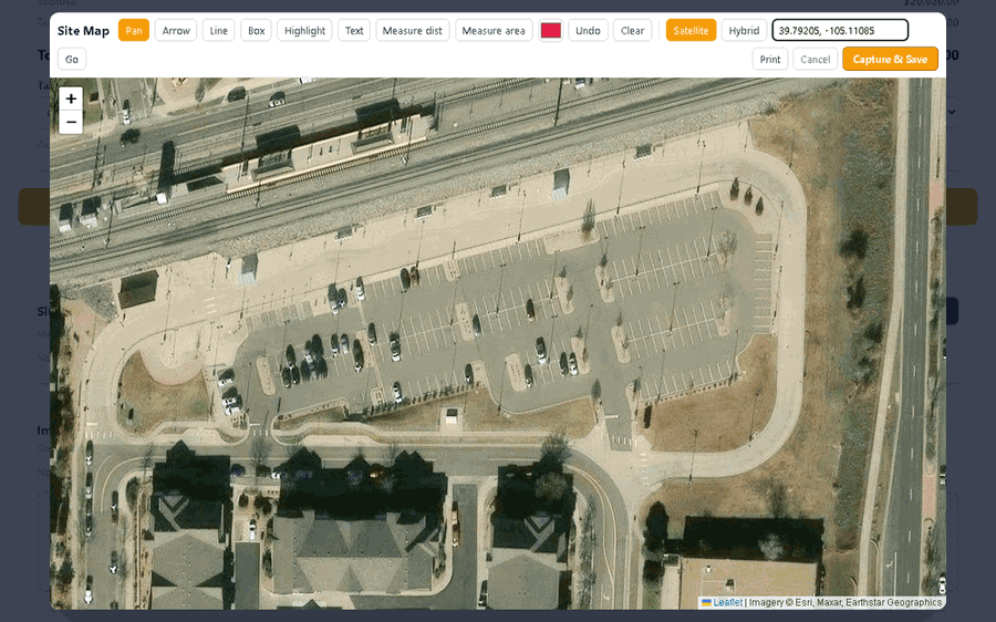 Measure the lot on an aerial map