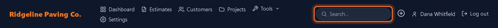 Search box in the top bar