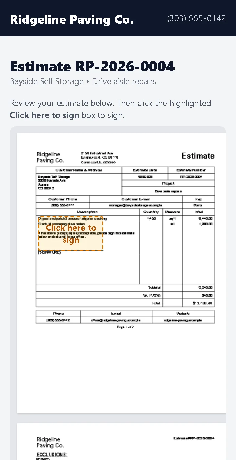 Estimate on a phone