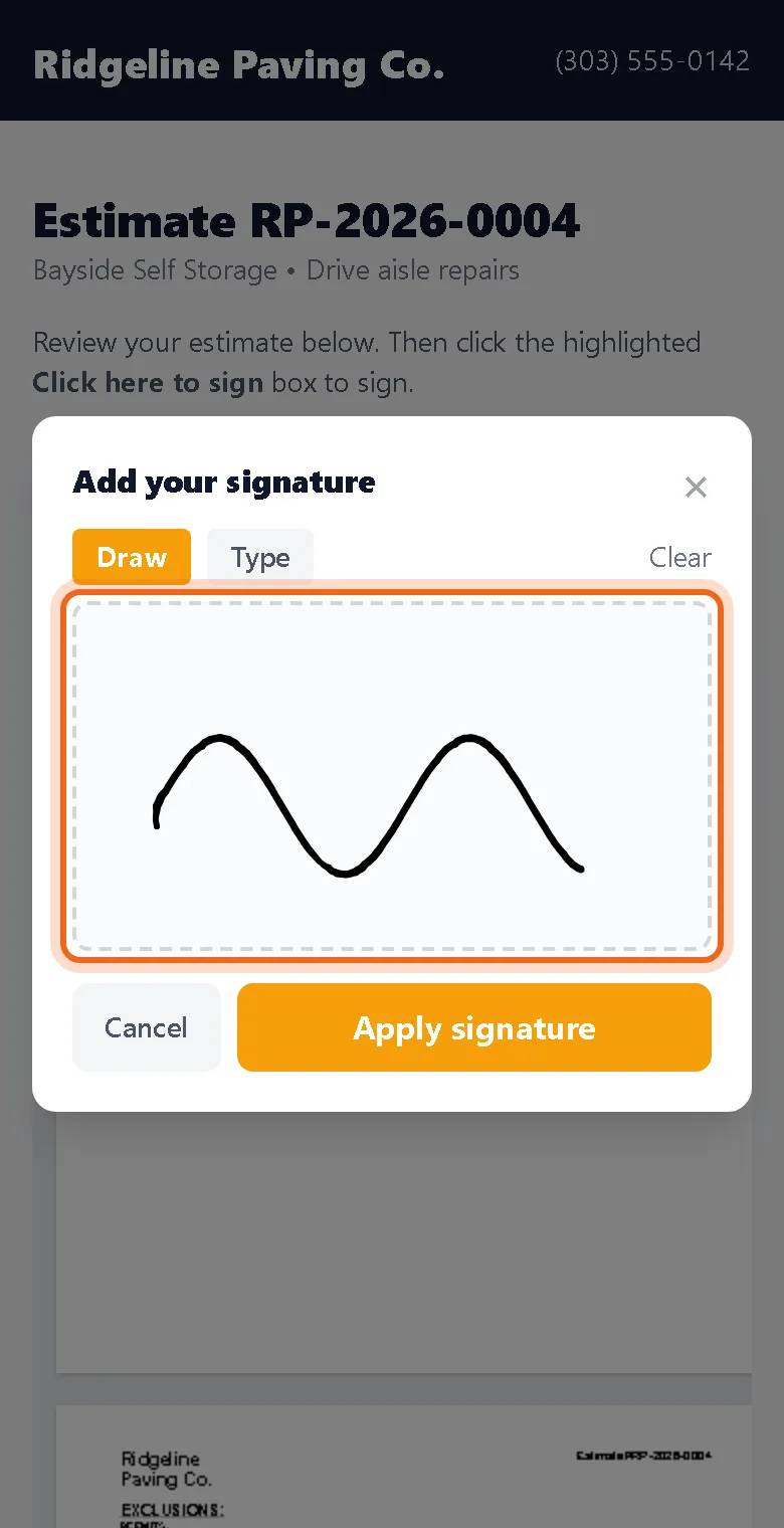 Add your signature window