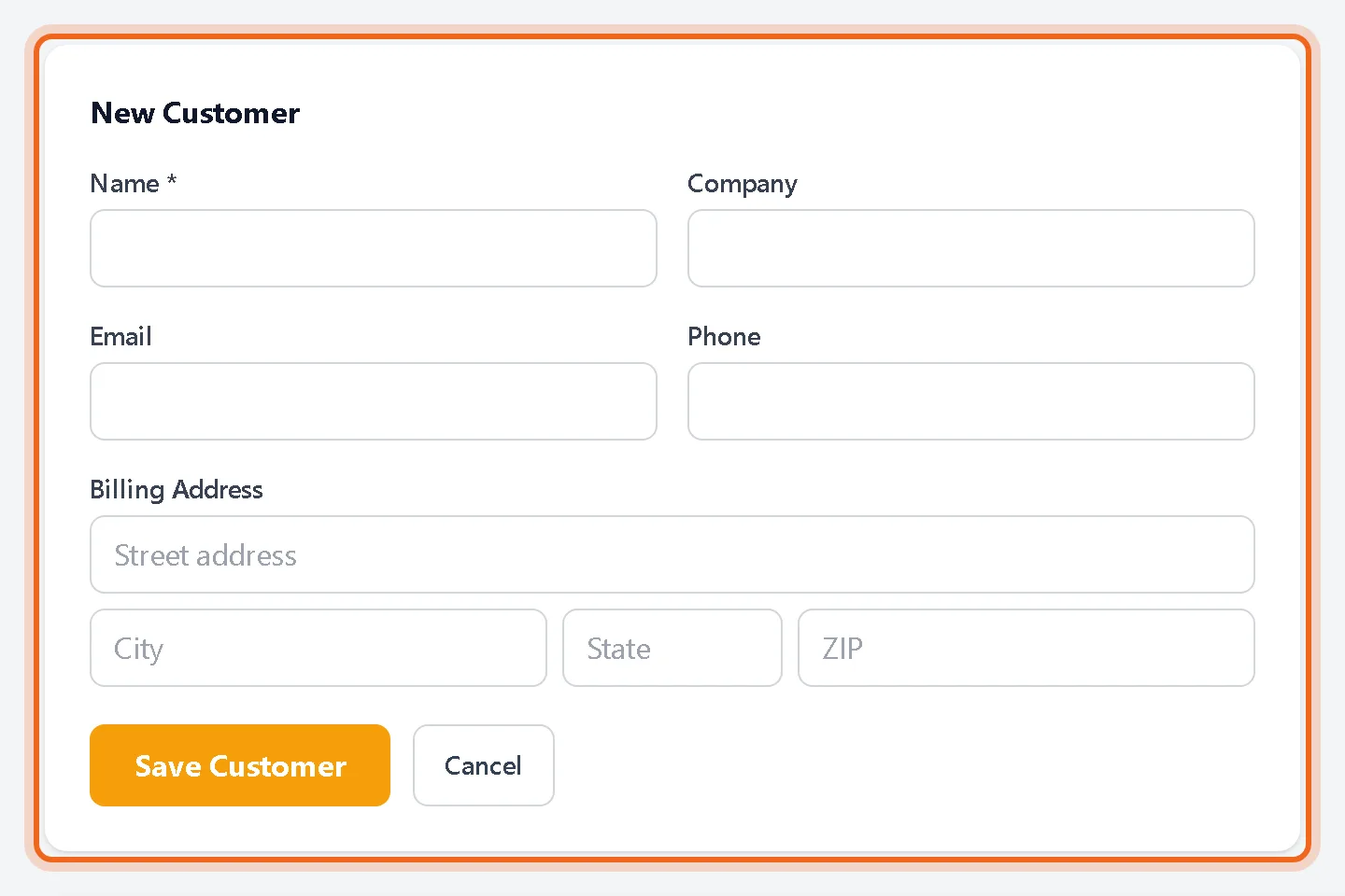 New customer form