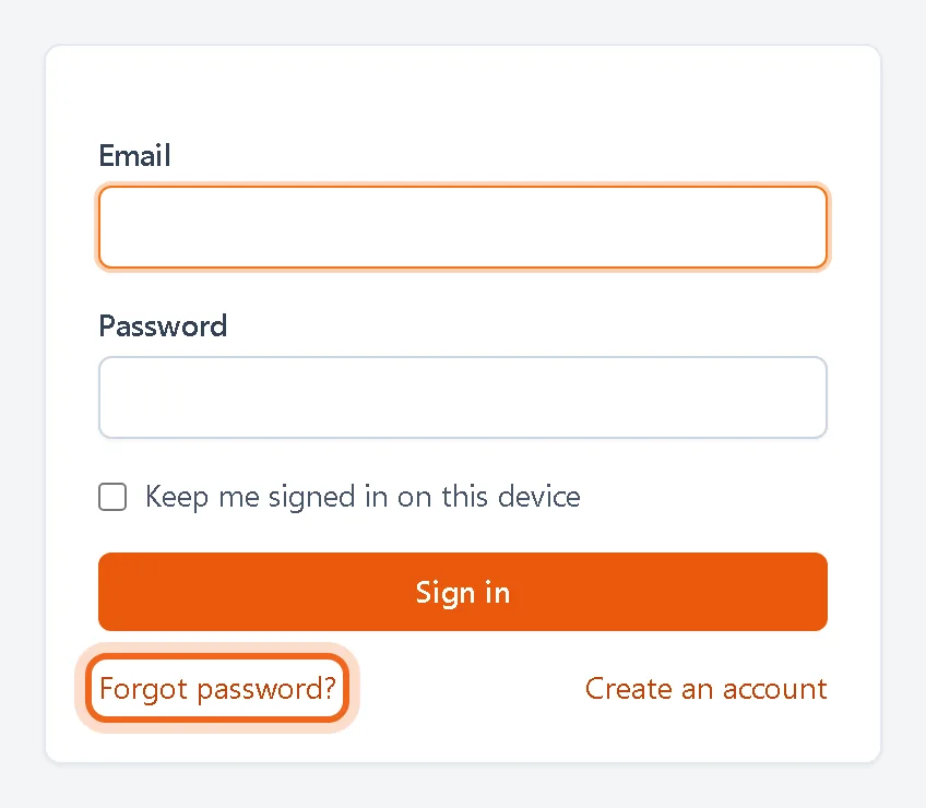 Sign in page with Forgot password link