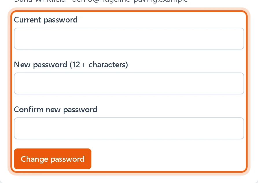 Change password form