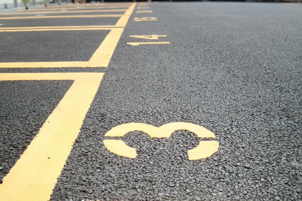 Freshly striped parking stalls
